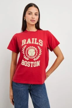 BOYFRIEND T-SHIRT - RAILS BOSTON RED -Rails BOYFRIEND TEE RAILS BOSTON CRIMSON 1B