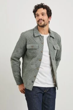 RAILS CLAUDE SHIRT JACKET - BASIL ECRU QUILT