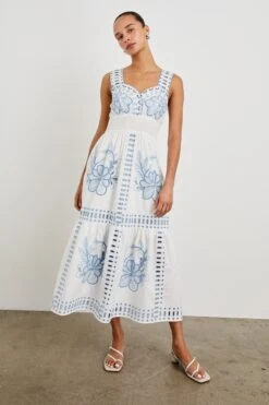 RAILS FAWN DRESS - WHITE BLUE EMBROIDERY 9 RAILS FAWN DRESS - WHITE BLUE EMBROIDERY -Rails FAWN WHITE BLUE EMBROIDERY 1