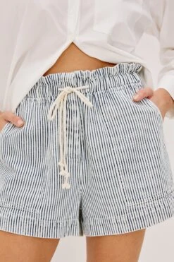 RAILS FOSTER SHORT - INDIGO RAILROAD STRIPE -Rails FOSTER INDIGO RAILROAD STRIPE 2