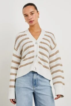 RAILS GENEVA CARDIGAN - IVORY OAT STRIPE 10 RAILS GENEVA CARDIGAN - IVORY OAT STRIPE -Rails GENEVA IVORY OAT STRIPE 1A