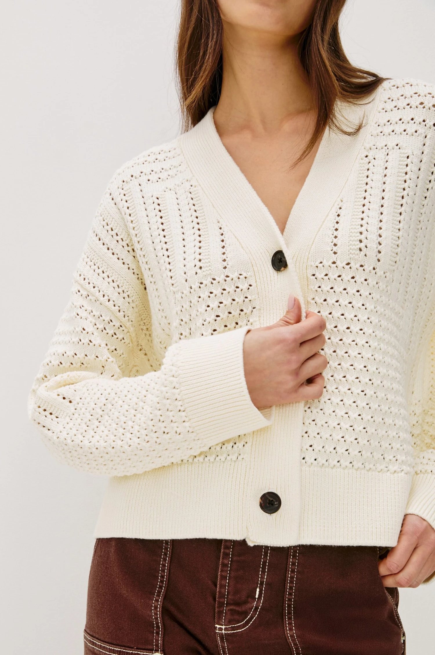 RAILS GENEVA CARDIGAN - IVORY PATCHWORK POINTELLE 4 RAILS GENEVA CARDIGAN - IVORY PATCHWORK POINTELLE - Image 2