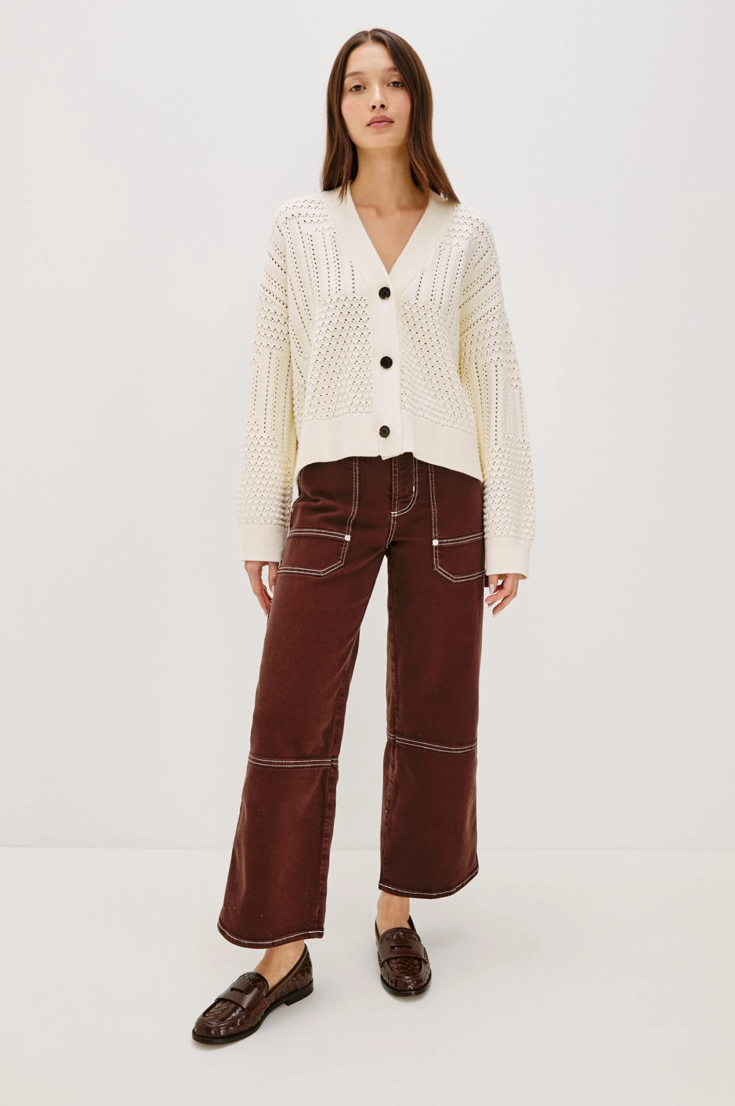 RAILS GENEVA CARDIGAN - IVORY PATCHWORK POINTELLE 6 RAILS GENEVA CARDIGAN - IVORY PATCHWORK POINTELLE - Image 4