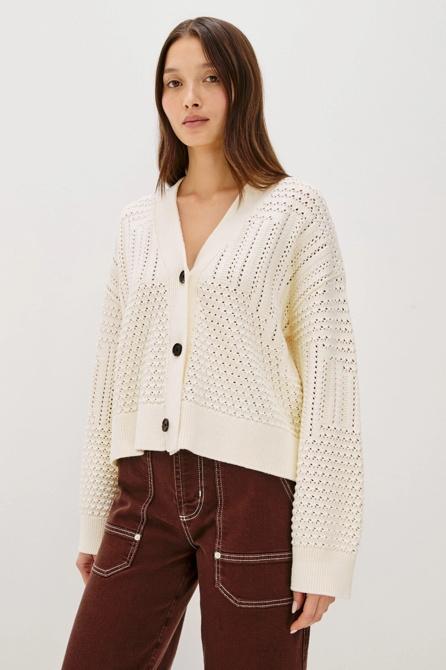 RAILS GENEVA CARDIGAN - IVORY PATCHWORK POINTELLE 5 RAILS GENEVA CARDIGAN - IVORY PATCHWORK POINTELLE - Image 3