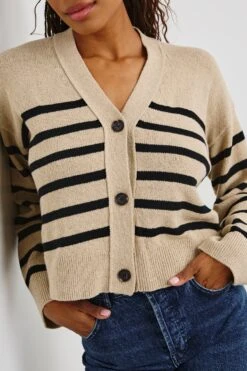 RAILS GENEVA CARDIGAN - OATMEAL BLACK STRIPE 8 RAILS GENEVA CARDIGAN - OATMEAL BLACK STRIPE -Rails GENEVA OATMEAL BLACK STRIPES 2