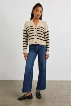 RAILS GENEVA CARDIGAN - OATMEAL BLACK STRIPE 9 RAILS GENEVA CARDIGAN - OATMEAL BLACK STRIPE -Rails GENEVA OATMEAL BLACK STRIPES 3