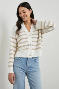 RAILS GENEVA CARDIGAN - SAND STRIPE -Rails GENEVA SAND STRIPE 1A