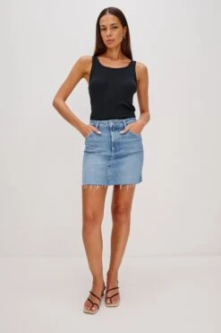 RAILS HIGHLAND MINI SKIRT - BAJA BLUE 10 RAILS HIGHLAND MINI SKIRT - BAJA BLUE -Rails HIGHLAND MINI BAJA BLUE RAW HEM 3