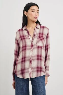 RAILS HUNTER SHIRT - FADED PLUM IVORY