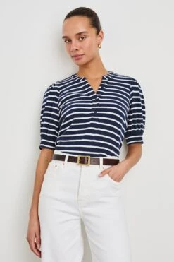 RAILS JEWEL TOP - NAVY IVORY STRIPE