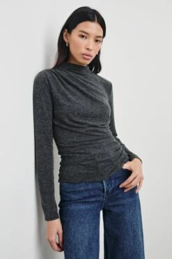 RAILS JOELLE TOP - CHARCOAL