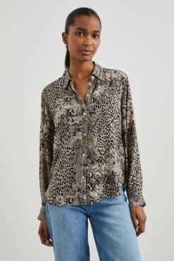 RAILS JOSEPHINE SHIRT - TAUPE MIXED ANIMAL