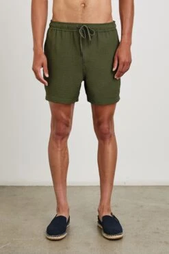 RAILS LA BREA SWIM SHORT - OLIVE SEERSUCKER