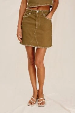 RAILS LAUREL SKIRT - SAFARI EMBROIDERED