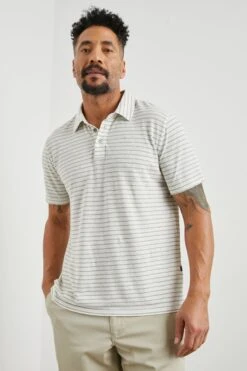 RAILS NAPOLI POLO SHIRT - CREAM BARLEY STRIPE