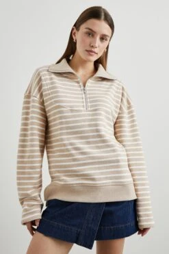 RAILS PARKER SWEATSHIRT - HEATHER BEIGE STRIPE