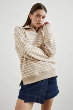 RAILS PARKER SWEATSHIRT - HEATHER BEIGE STRIPE -Rails PARKER HEATHER BEIGE STRIPE 1A