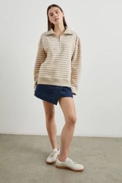 RAILS PARKER SWEATSHIRT - HEATHER BEIGE STRIPE -Rails PARKER HEATHER BEIGE STRIPE 3