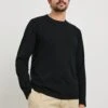 RAILS QUENTIN COTTON CASHMERE LONG SLEEVE TEE - BLACK