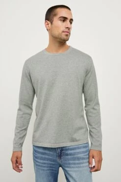 RAILS QUENTIN COTTON CASHMERE LONG SLEEVE TEE - HEATHER GREY