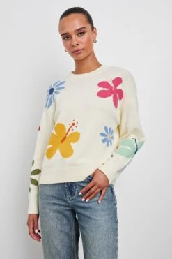 RAILS ZOEY SWEATER - IVORY HIBISCUS